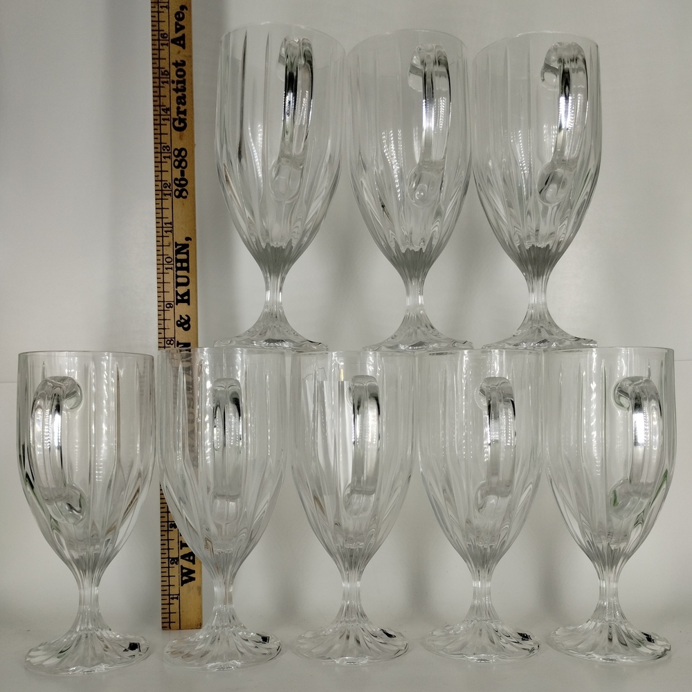Mikasa Park Lane Irish Coffee Crystal Glass with Handle Vintage Set Of 8